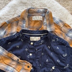 Zara Boys Plaid and Letter Print Shirts, total 2 pcs